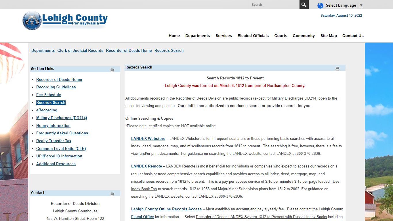 Records Search - Lehigh County Home Page